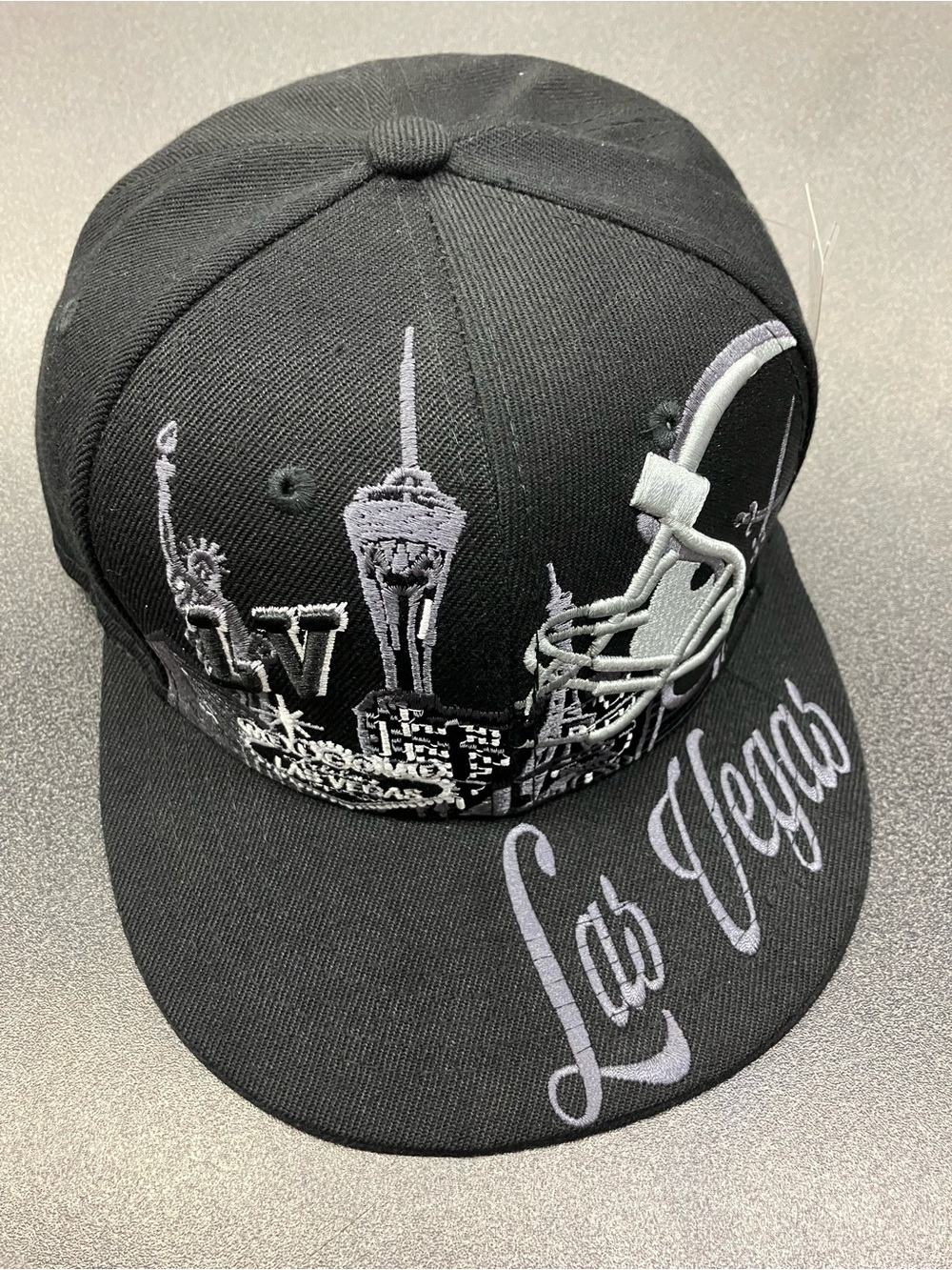 Black Las Vegas Embroidered Snapback Hat